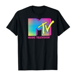 MTV Logo Fluorescent Colors Retro Design T-Shirt - Women's S